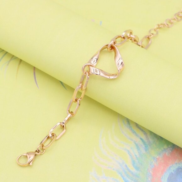 "Stylish Rose Gold Plated Bracelet with Twisted Heart Design, XPBL0895 - Picture 6 of 13